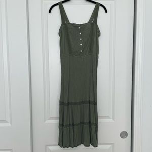 aerie mid-length olive green sundress